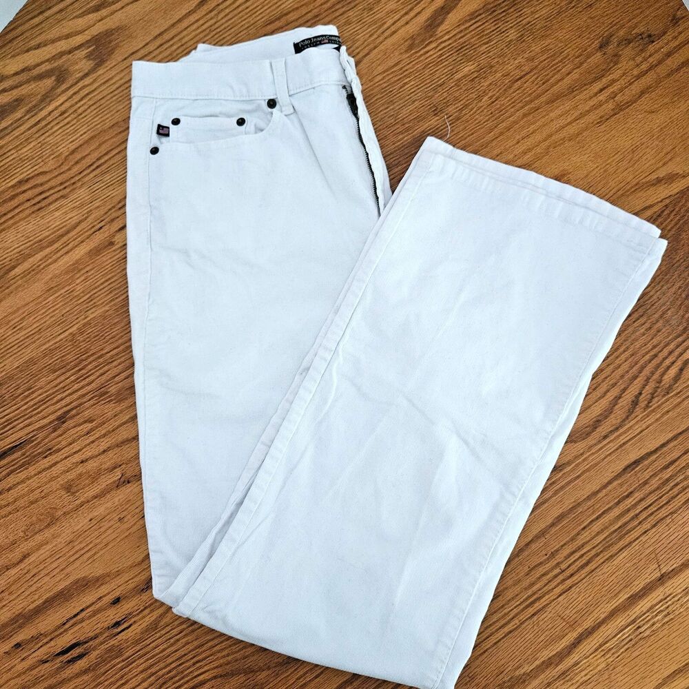 Polo Jeans Co Ralph Lauren Pants Womens 14 White Bootcut Corduroy High Rise